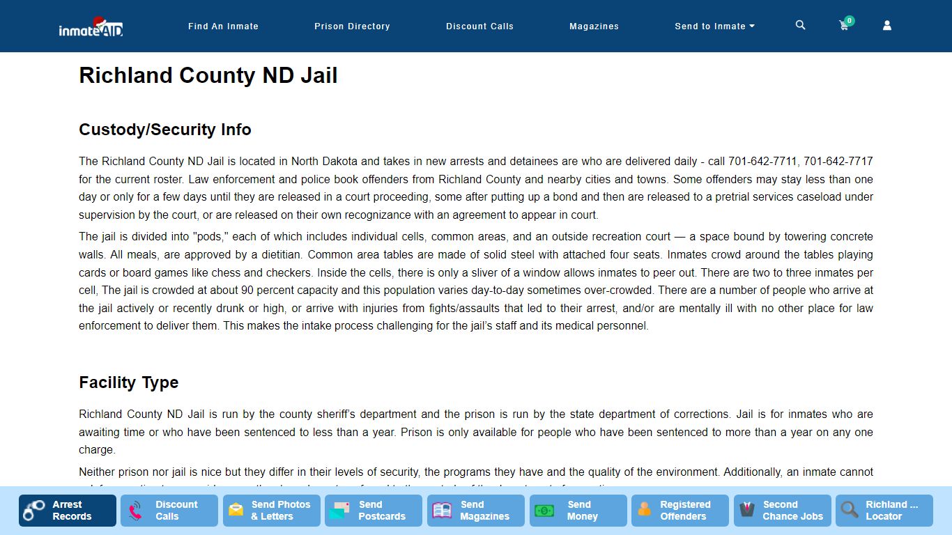 Richland County ND Jail - InmateAid